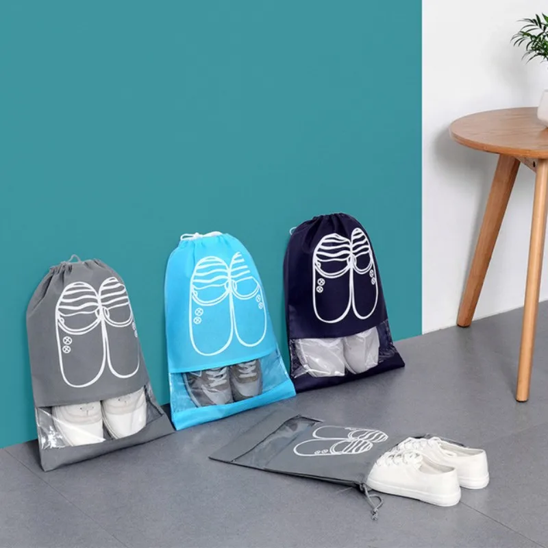 

Waterproof Shoes Bag Travel Portable Shoe Storage Bag Drawstring Bag Organizer Cover Non-Woven Laundry Dustproof Cover