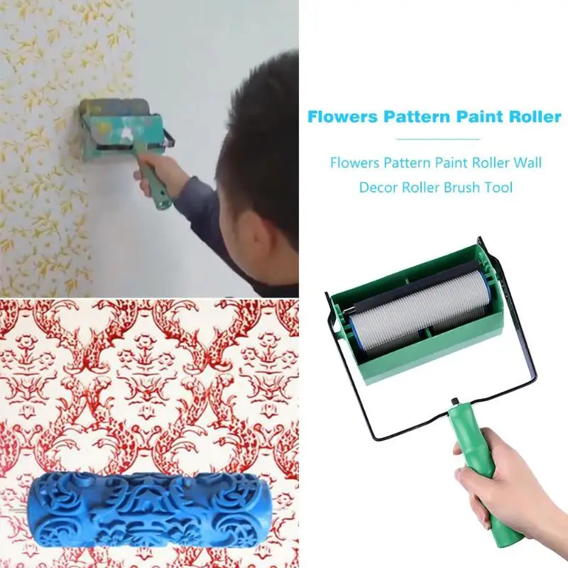 

5 inch Flowers Pattern Paint Roller Wall Decoration Roller Art Brush Tool for Home Wall Printed Brush Single/Double Colors type