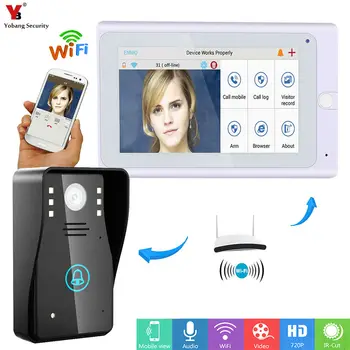

Yobang Security 7" WiFi Wireless Video DoorPhone intercom Doorbell IP Camera PIR IR Night Vision with 1 monitor 1 Outdoor camera