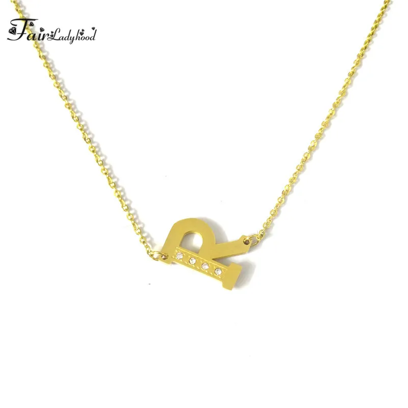 Fairladyhood 2018 Hot Sale Stainless Steel Letter R Necklace Gold Color