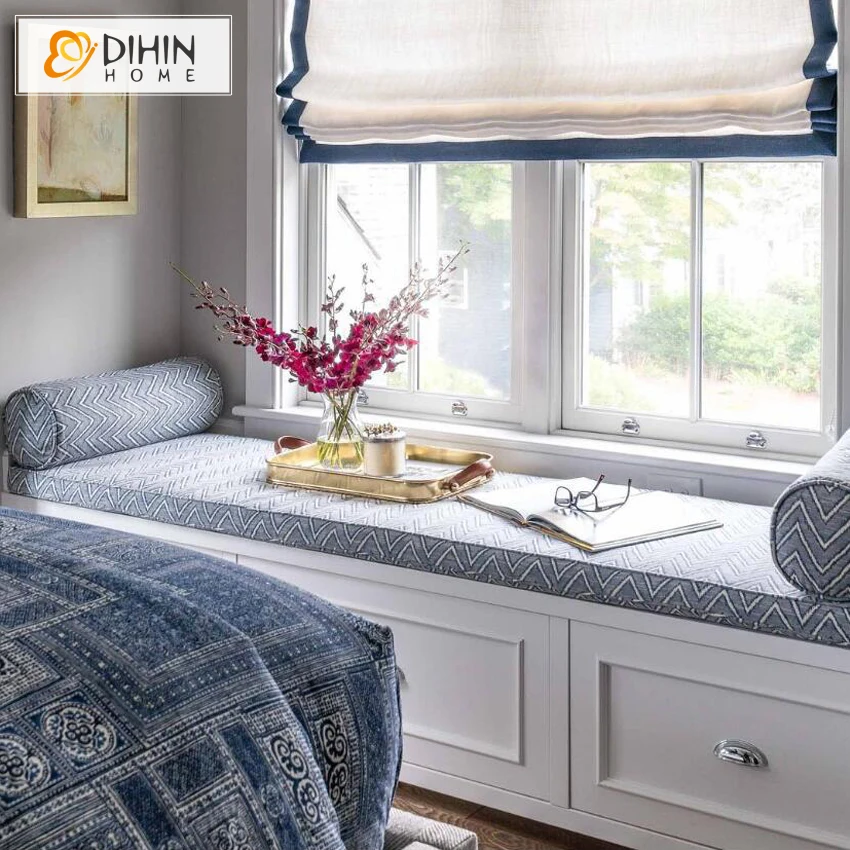 

Modern Cotton/Linen Striped Customized Roman Shade Roman Blinds For Living Room