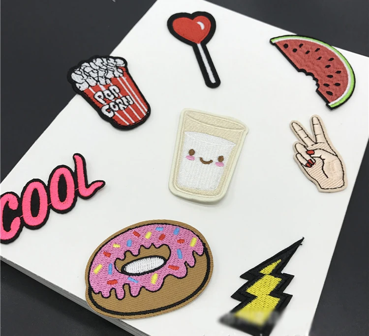 

10pcs Interesting pattern of food Patches Iron On DIY Embroidered Appliques Sew On Stickers For Clothing fabric Accessory