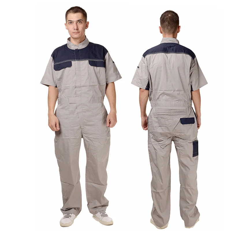Men's Coverall Big Tall Short Sleeve Work Utility Blue Overalls Six Pockets Plus Size Men's Coverall Big Tall Short Sleeve Work Utility Blue Overalls Six Pockets Plus Size