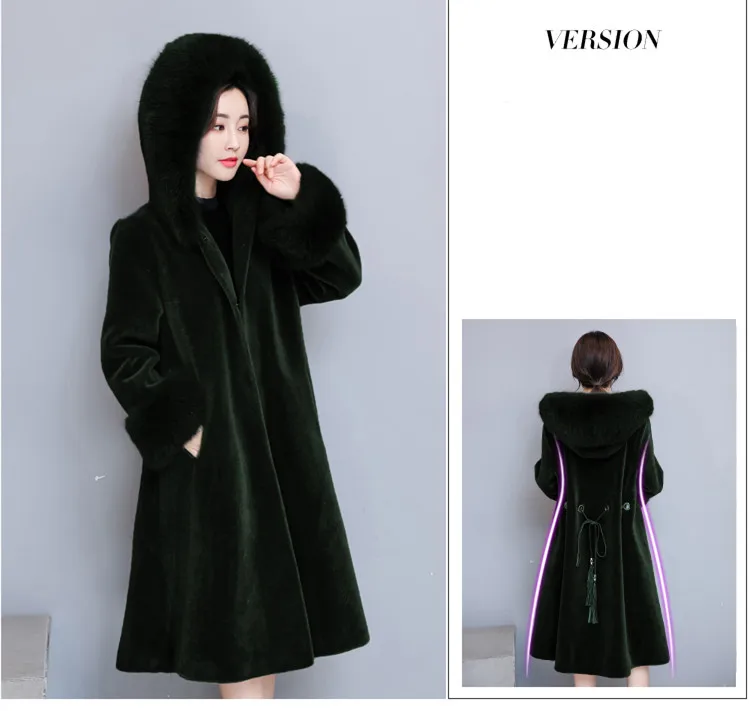 2019 High Quality Elegant For Women Faux Fur Coat  Winter Long Section Haining Fur Coat Hooded Sheep Shearing Coat Female  (22)