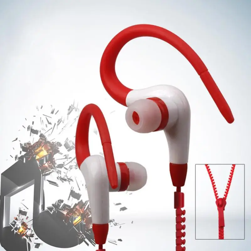 Colorful Premium Tangle Free Zipper Earphones 3.5mm In Ear Hanging Stereo Earbuds with Micin