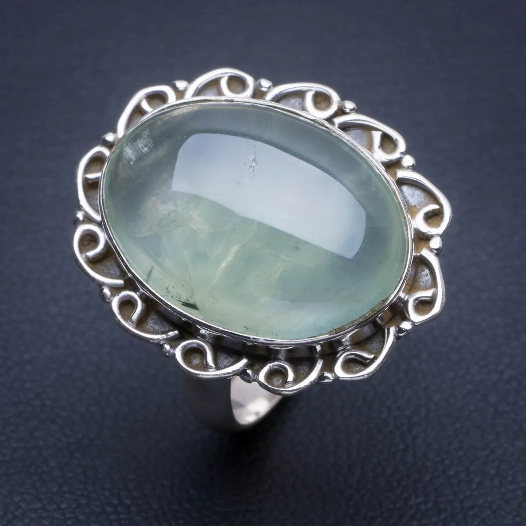 

Natural Prehnite 925 Sterling Silver Ring, US Size 7 Q2266