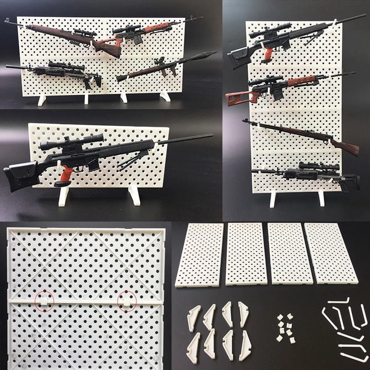 1/6 масштаб 4D HK416 AK74 MG62 MSR снайперская винтовка сборка пистолет модель головоломка строительные кирпичи пистолет оружие для фигурки - Цвет: 4pcs Display Wall