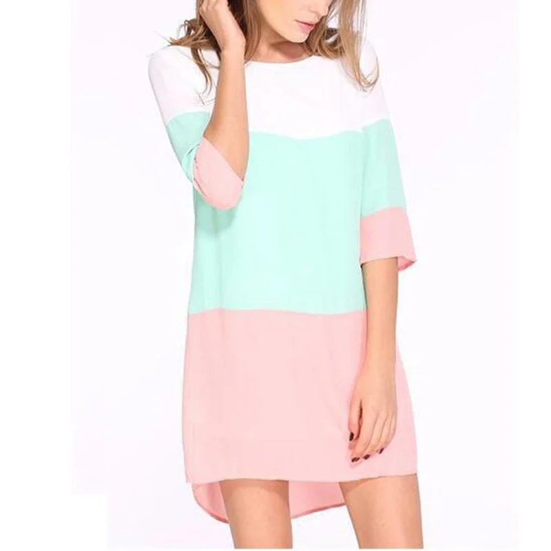 

Summer Dress Women Over Knee Mini Fashion O Neck Office Dress Ukraine Maxi Sress