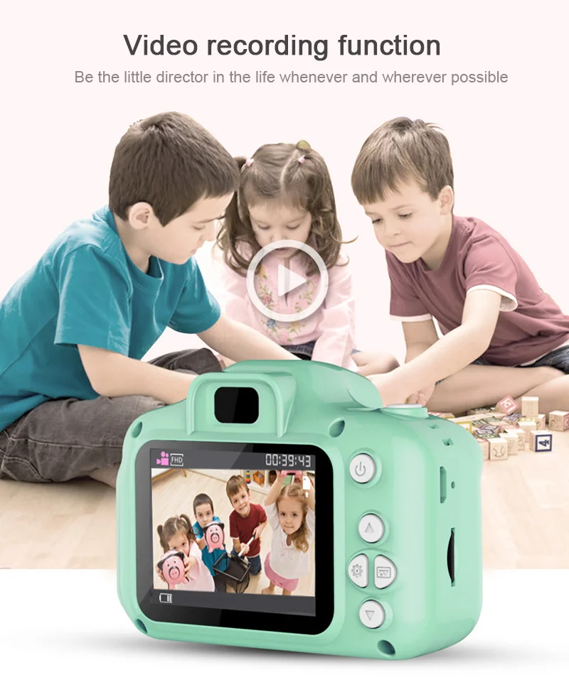 

New Kids Digital Camera Upgraded Lithium Battery Mini Kid Cameras 2MP HD Projection Digital Camera Portable Cute Neck Child