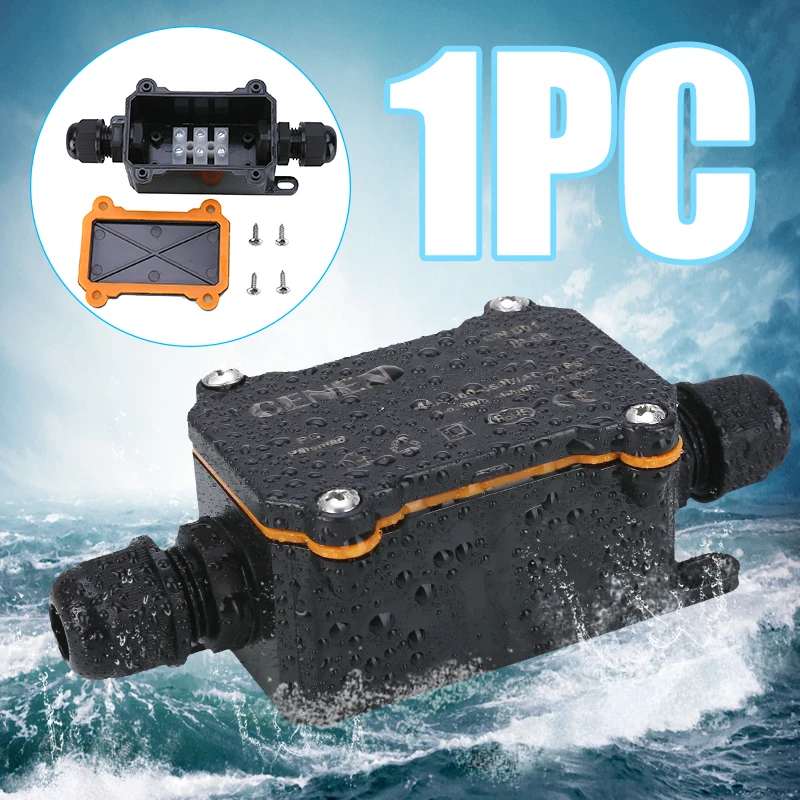 

Black IP68 Electrical Junction Box Cable Wire Connector 2 Way Outdoor Waterproof Junction Box for Garden Street Light