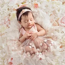 Реквизит для фотосессии новорожденных; платье без рукавов с вышитыми цветами; Одежда для новорожденных; подарок на день рождения ребенка