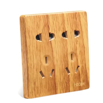

Luxury Yellow Wood Pattern 86 Wall Switch, Double Five Hole Socket, AC 110 ~ 250V 10A