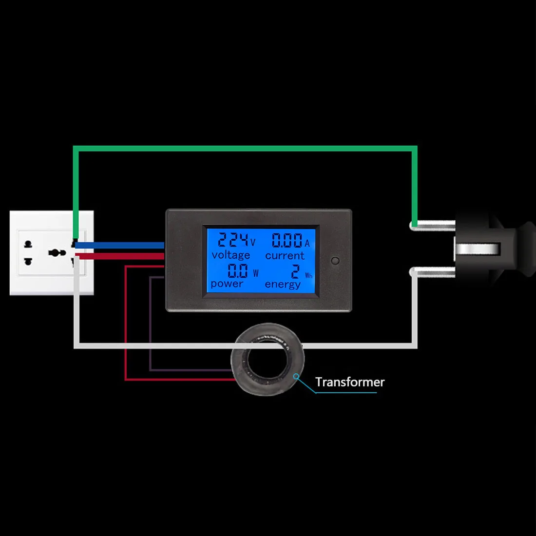 100A/80~260V Power Energy Voltmeter Ammeter Watt Current Amps Volt Meter LCD Panel Monitor AC Voltage Meters