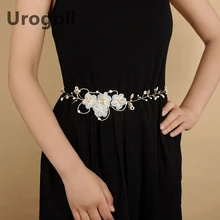 Модное свадебное платье аксессуары с цветочной аппликацией поясом повязка на голову с имитация жемчуга, для плетения браслетов, свадебные Для женщин платья с поясом вечернее платье вечерние