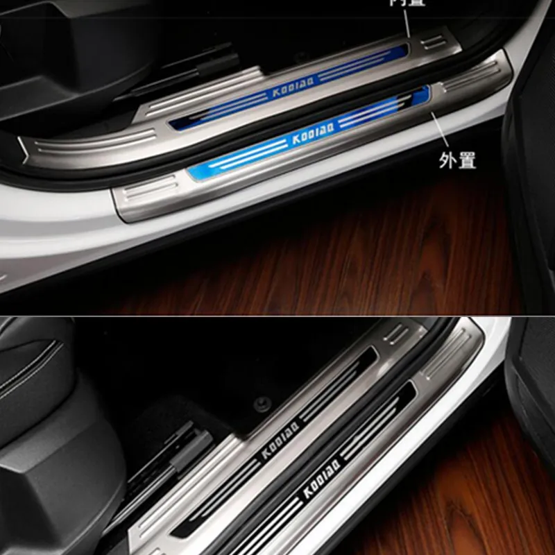 

Car Styling ACCESSORIES FIT FOR SKODA KODIAQ 2017 2018 Door Scuff Sill Plates Kick Step Entry Trim Cover Plate