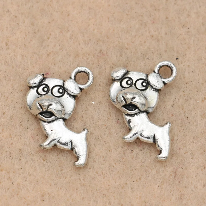 10pcs Tibetan Silver Plated Dogs Charms Pendants for Jewelry Making DIY Craft Handmade 16x12mm