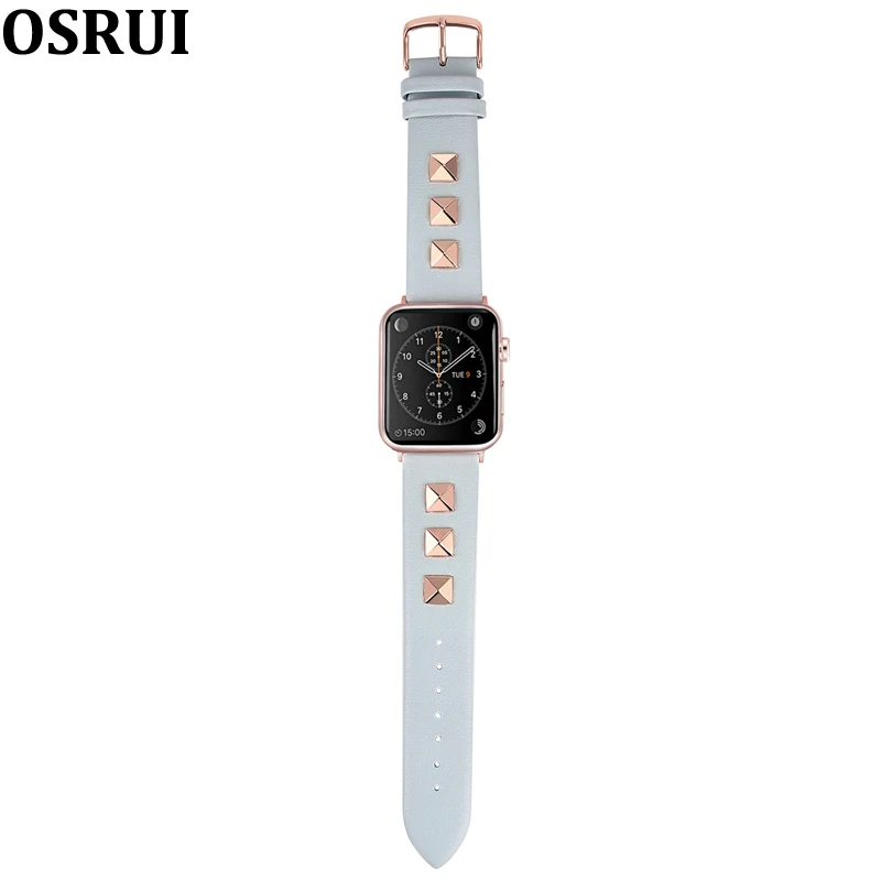 Кожаный ремешок для Apple watch band 4 3 44 мм 40 мм correa 42 мм 38 мм iwatch band заклепки наручные браслеты серии 3 2 Аксессуары для часов