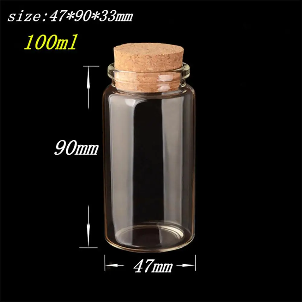 Емкость 50 мл 80 мл 100 мл 150 мл стеклянные бутылки с пробкой прозрачные банки подарок Weding пустые банки контейнеры для бутылок 48 шт - Цвет: 100ml