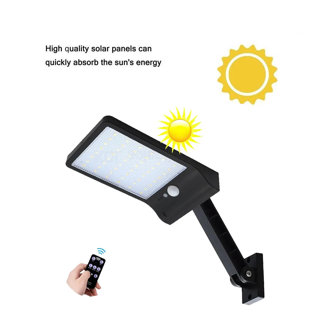 

remote control rotate bracket solar street light Upgraded 48 LED Solar Light Ultra-thin Wireless PIR Motion Sensor Solar Lamp Ip