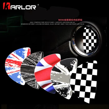 

2pcs For Mini cooper clubman countryman Car Inner Door Handle Sticker decals Checkered red balck union jack R55 R56 R60 R61