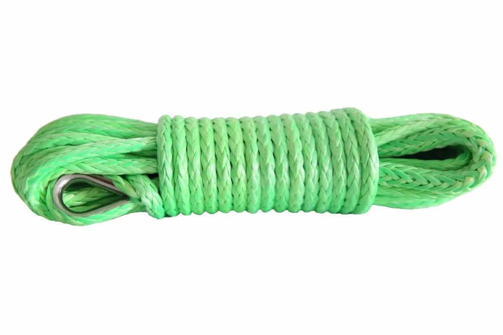 Free Shipping Green 6mm*15m Synthetic Winch Rope,Boat Winch Cable