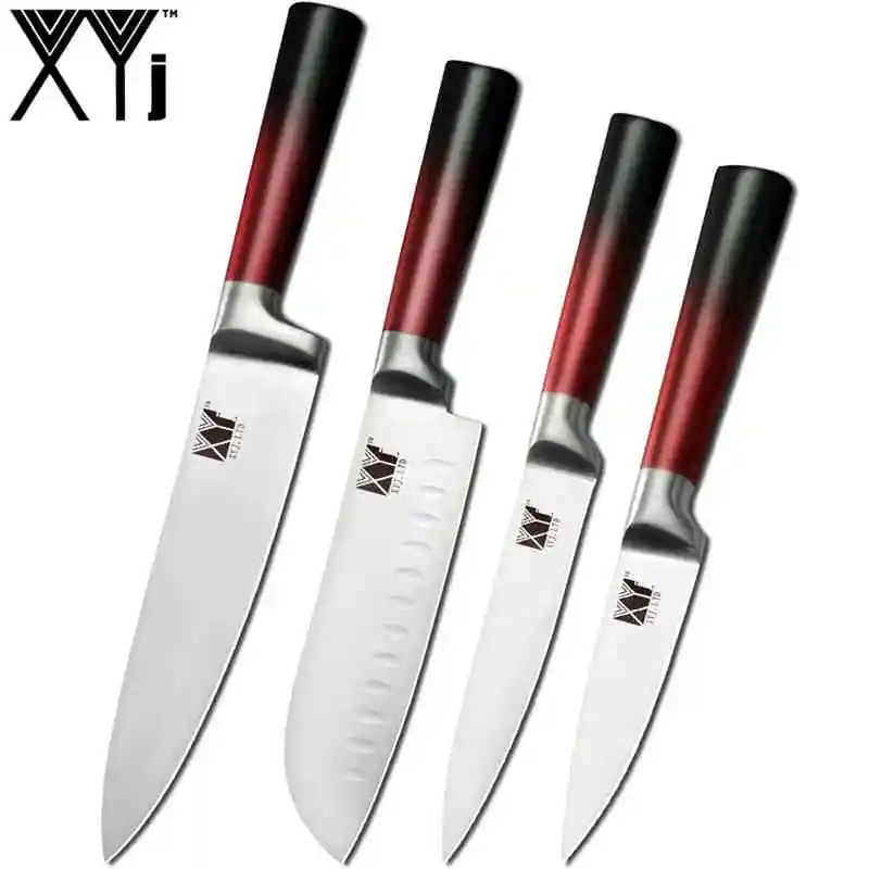 XYj набор кухонных ножей шеф-повара для нарезки хлеба Santoku нож для очистки овощей 8 ''подставка для кухонных ножей гаджет для приготовления пищи Acceossory - Цвет: 4pcs set