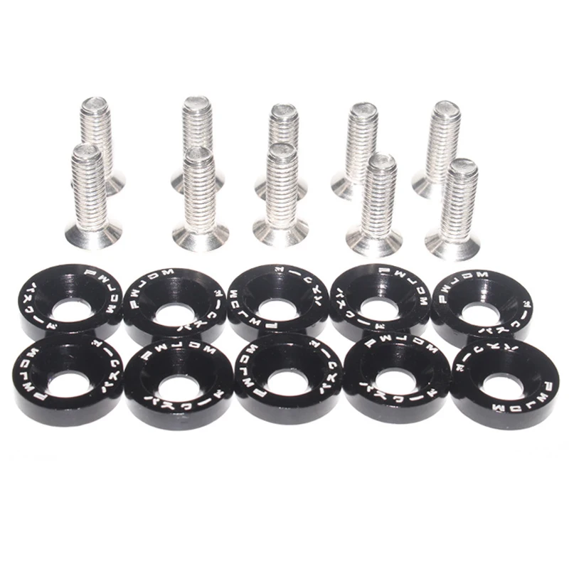 

10PCS M6 JDM Car Modified Hex Fasteners Fender Washer Bumper Engine Concave Screws Fender Washer License Plate Bolts Car-styling