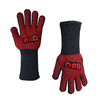 

1Pair BBQ Gloves 932F 1472F(500C 800C) Extreme Heat Resistant Silicone Mitts Best for Grilling Cooking Frying & Baking 14inch