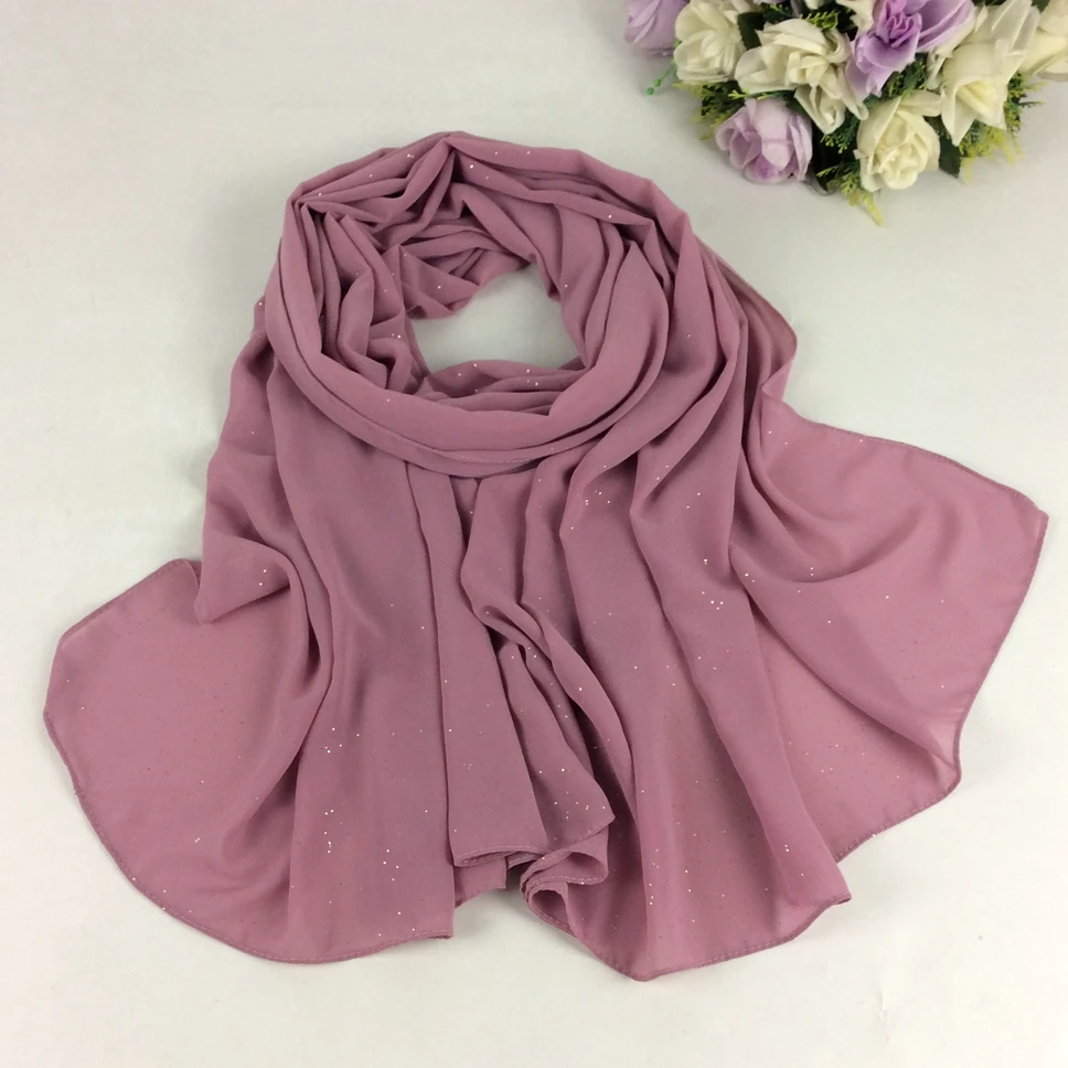 Shimmer Plain Soft Bubble Chiffon Hijabs Solid Women Spring Scarfs 2019 Muslim Hijab Long Scarf 