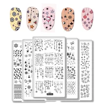 Mezerdoo наклейки для ногтей рождественские олени рождественские снежинки изображения наклейки для ногтей штамп шаблон трафареты штамп для ногтей