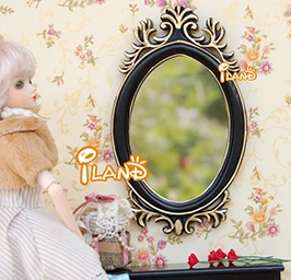 1/6 шкала мода кукольный домик овальное зеркало с резным золотым черным - Цвет: SB005B