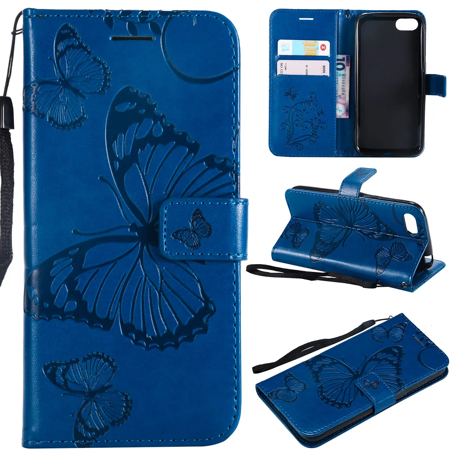 Butterfly embossed Wallet Case For Huawei Y5 2018 Leather Flip Cover for Prime Mobile Phone Shell | Мобильные телефоны и