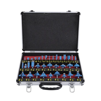 

35Pcs/Set 1/4In Handle Wood Router Bit Mill Engraving Trim Woodworking Milling Cutter Trimmer Adapter for particle board CNIM
