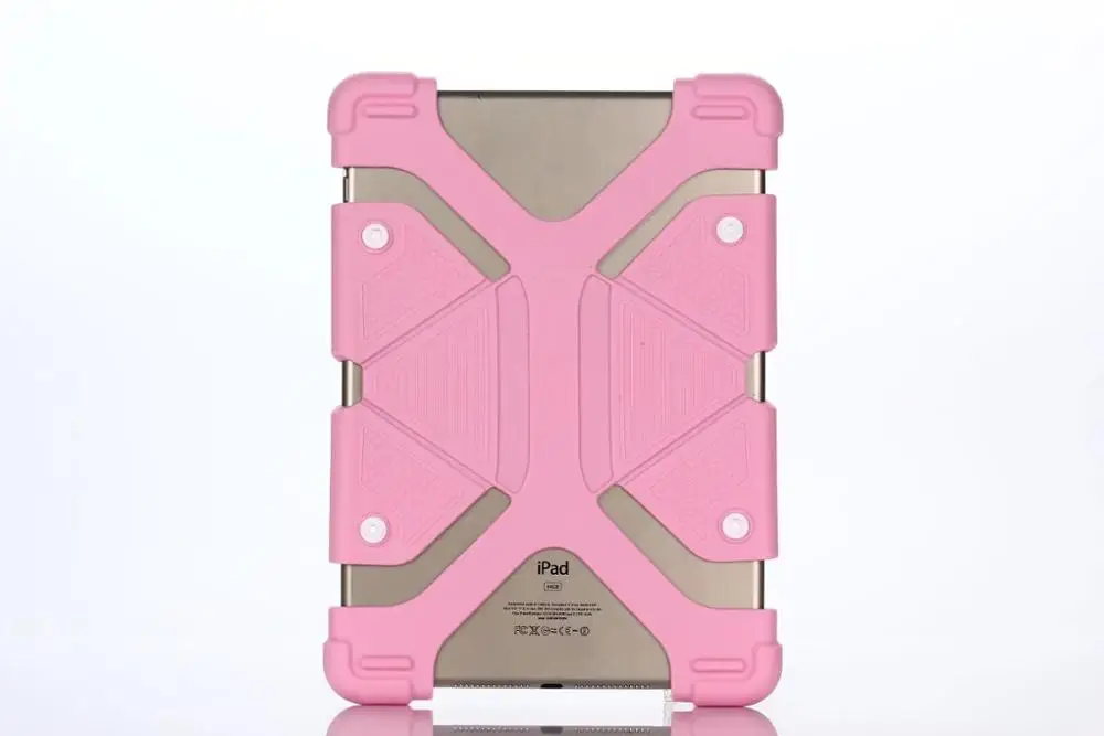 Модный Универсальный силиконовый чехол для 9,7 10 10,1 10,2 10,5 10,8 11 11,6 дюймов Android Tablet PC Mar22 Drop+ ручка+ подставка - Цвет: Розовый