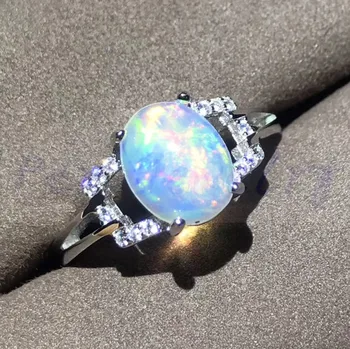 

Opal ring Free shipping Natural and real opal 925 sterling silver Per jewelry 1.1ct 7*9mm gemstone #F18030701