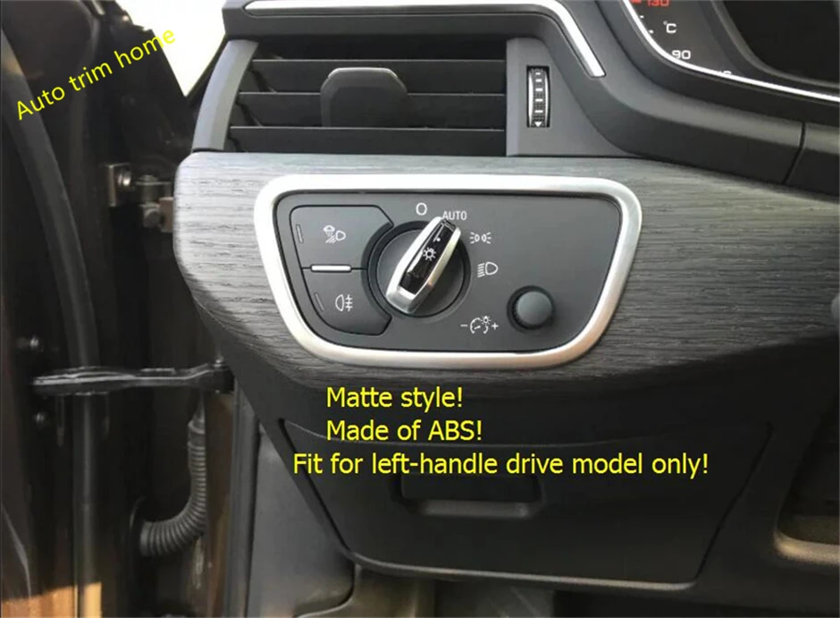

For Audi A4 B9 Sedan / Avant / Allroad Quattro 2016 2017 ABS Head Front Light Lamp Switch Button Molding Garnish Cover Trim 1Pcs