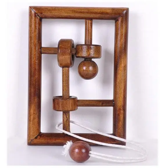 Classic IQ Wooden String Puzzle Mind Brain Teaser Rope Puzzles Game