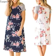 2019 Fashion Women Print Short Dress Elegant Lady O-Neck Dress Casual Short Sleeve Knee-Length Pleated Dresses Elegant Dress elegant scoop neck abstract print short sleeve dress for women
