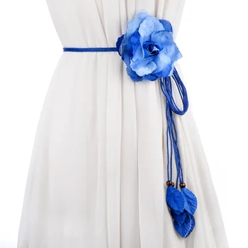 

New thin belt high quality Wax rope knitted belts for women knot long waistband female belt for dress