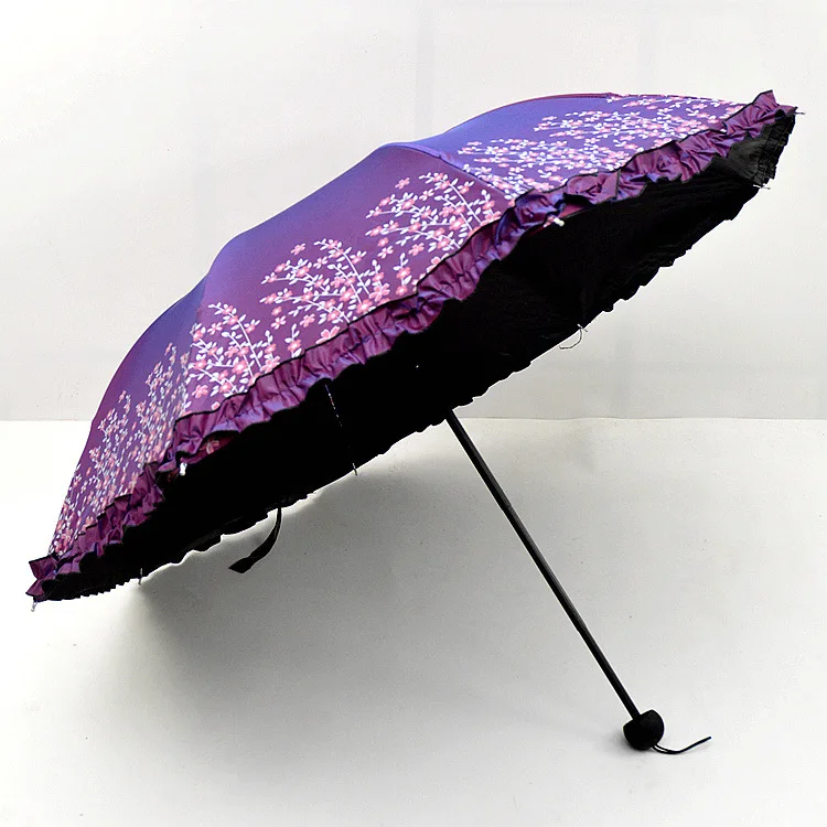 YADA Creative Color Flash Flower Umbrella Rainy Lace Umbrella For Women Men UV Folding Windproof Umbrellas Parasol Gift YD180