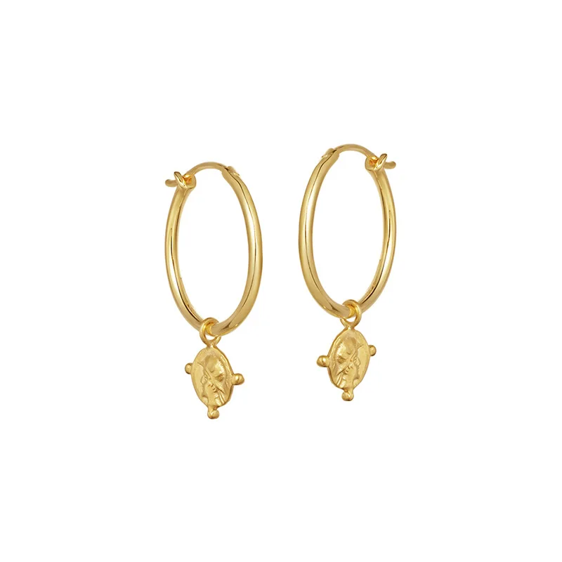 

Modern Portrait 925 Sterling Silver Hoop Earrings