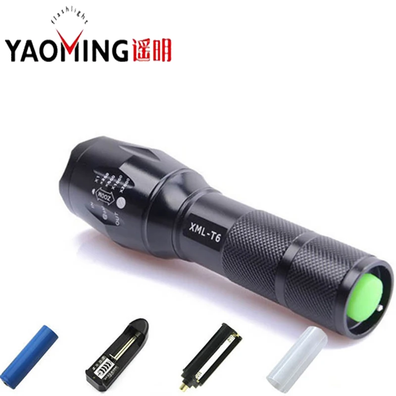 

New year lanterna tactical flashlight cree xml t6 led torch zoom in/out led lamp waterproof 18650 charger battery