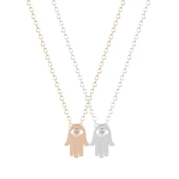 QIMING Hamsa Hand Necklace Collier Simple Hamsa Hand Pendant Necklaces Hamsa Hand Necklace for Women