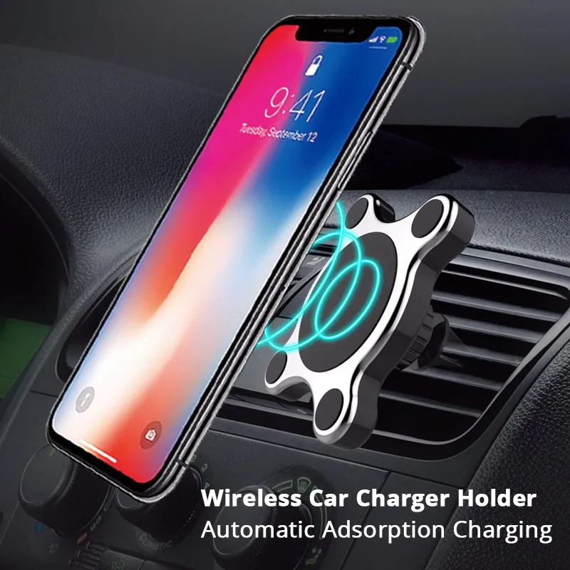 360 Degree Car Qi Wireless Charger For iPhone XR XS X 8/8Plus Fast Wirless Charging Magnetic Car Charger For Samsung Galaxy S9