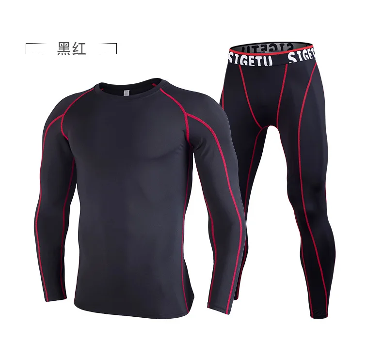 Man Compression Sports Suit Quick drying Perspiration Fitness Training MMA Kit rashguard Male Sportswear Jogging Running Clothes (18)