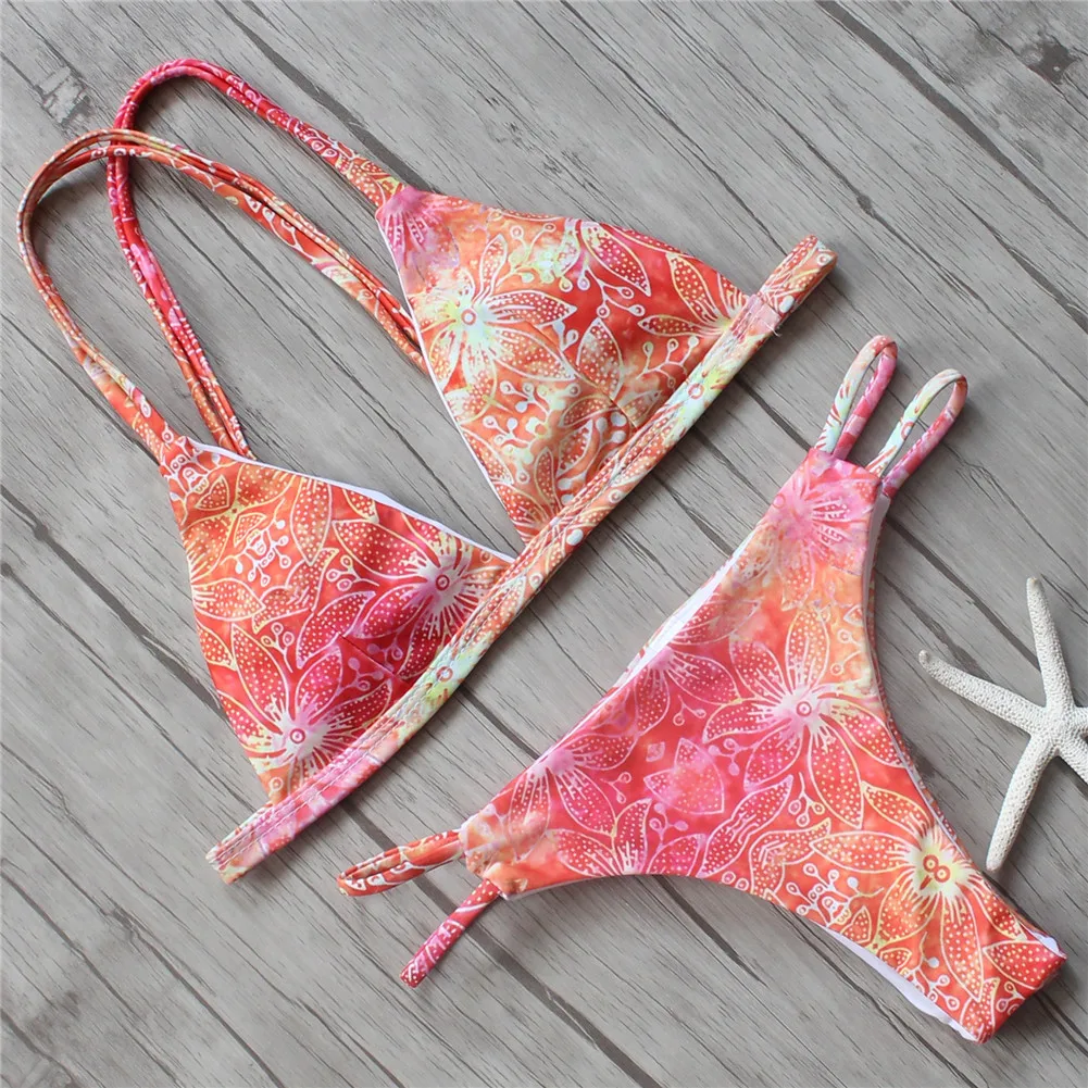 

Brand High Quality Pink&Orange Bikinis Women Low Waist Brazilian Padded Bikinis Set Swimwear Women Beach Wear Swimsuits