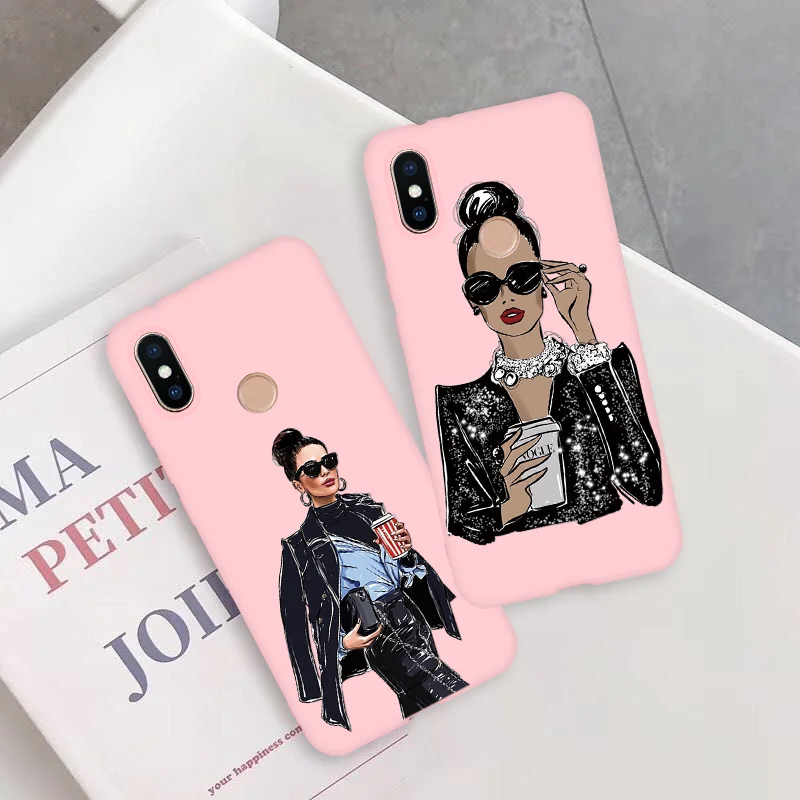 

Coffee Black Brown Hair Baby Mom Girl Boss For Redmi Note 7 6 5 Pro 5A 5A 6A Case For Xiaomi Mi A1 A2 5X 6X 9 8 Lite F1 TPU Case