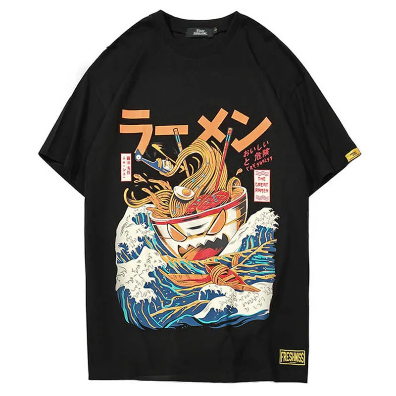 Japanese Harajuku T Shirt Men 2018 Summer Hip Hop T Shirts Noodle Ship