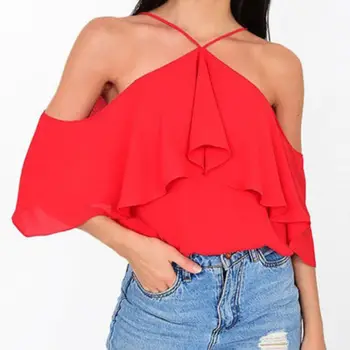 

Summer Women Casual Off Shoulder Top Blouse Crop Tops Shirt