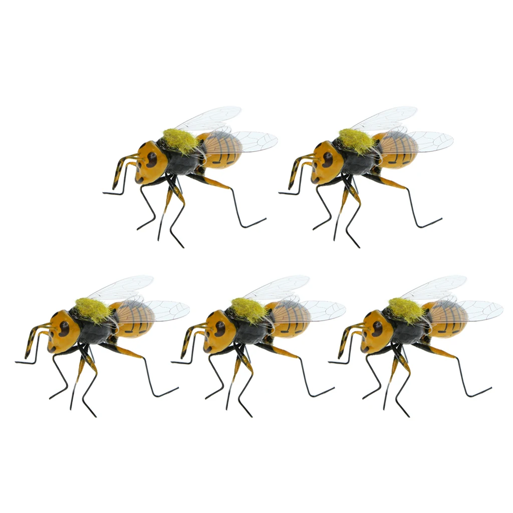 5x Bee Summer Insect Animal Statues Miniature Outdoor Garden Grassland Tree Lawn Ornament Home Decor Gift